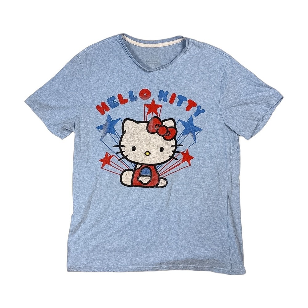 Sanrio Hello Kitty T-Shirt Adult Large Blue Heather Good Graphic Star Tee
